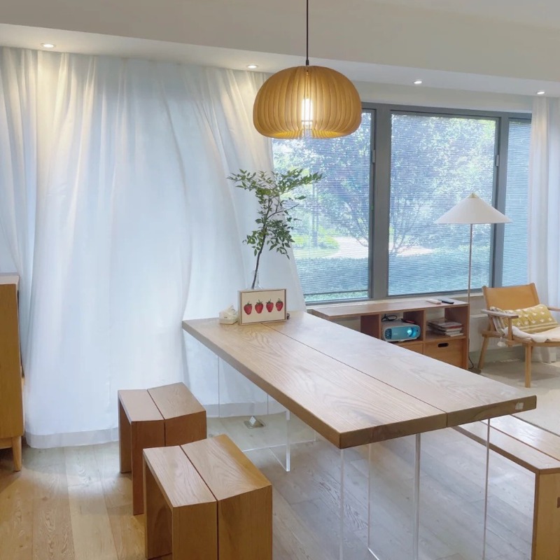 Meja Mengambang Akrilik Kayu S - Office Furniture ulasan dan harga