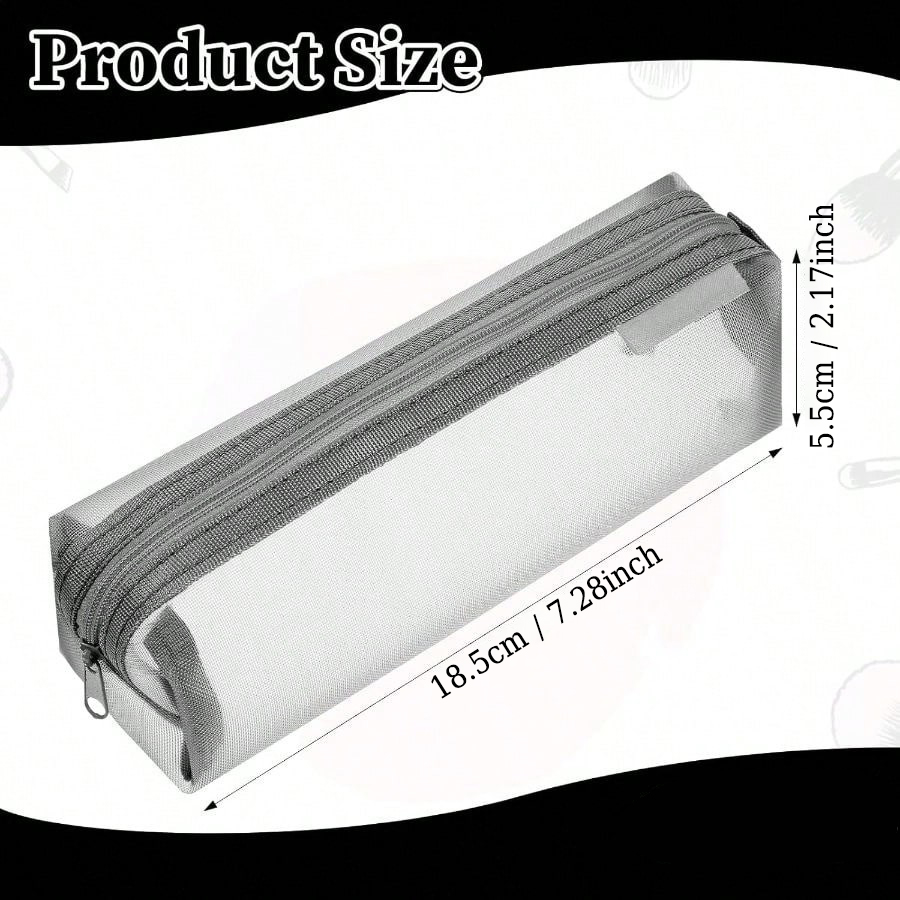 Kotak Pensil Transparan Minima - Clear Mesh Pencil Pouch For Exam ulasan dan harga