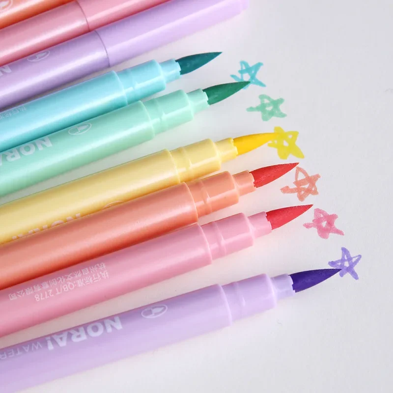 6 buah/set pena kuas Highlight - Pastel Highlighter Set Double Ended ulasan dan harga
