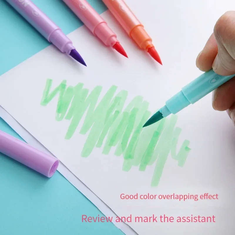 6 buah/set pena kuas Highlight - Pastel Highlighter Set Double Ended ulasan dan harga
