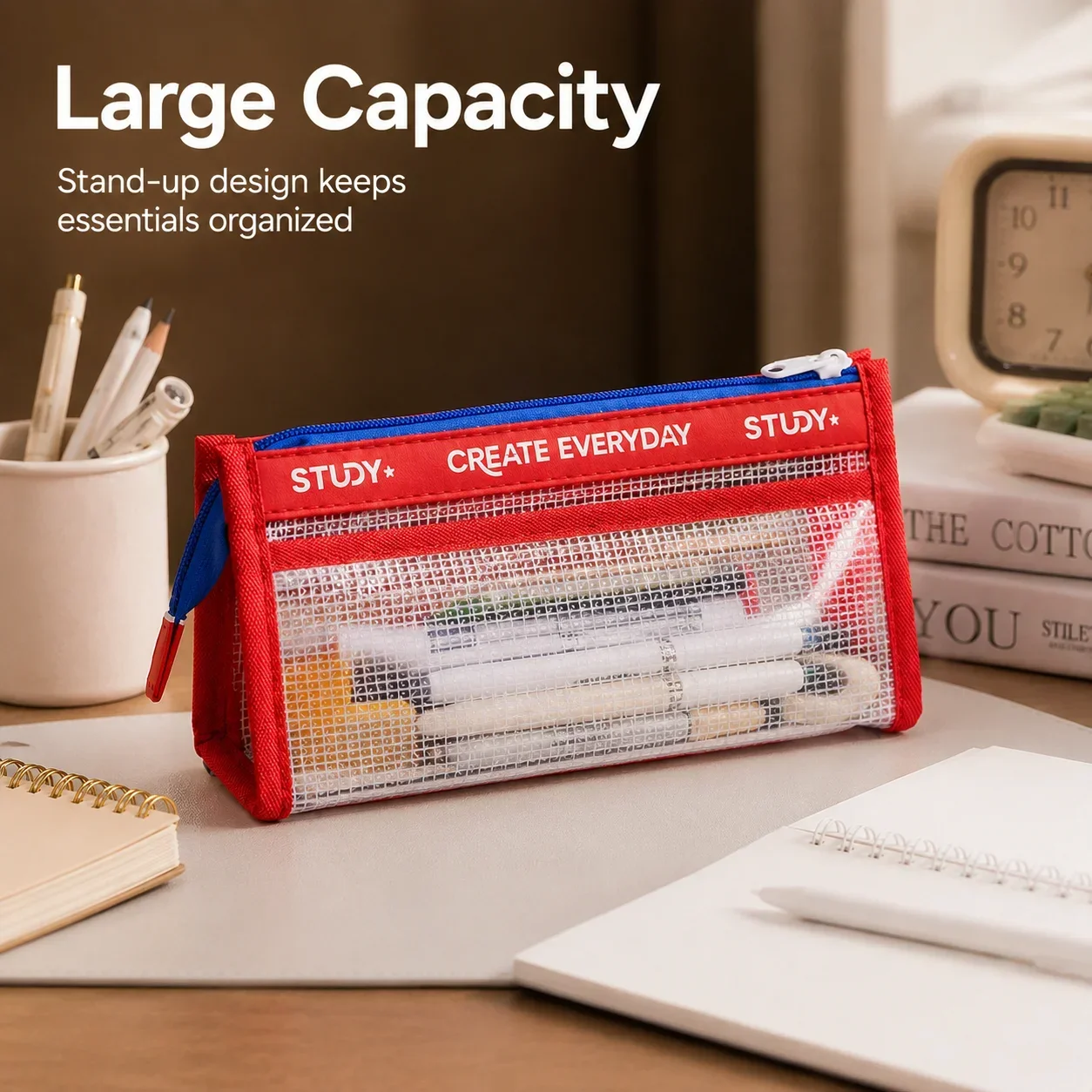Kotak Pensil Transparan, Kanto - Aesthetic Large Pencil Case Pouch ulasan dan harga